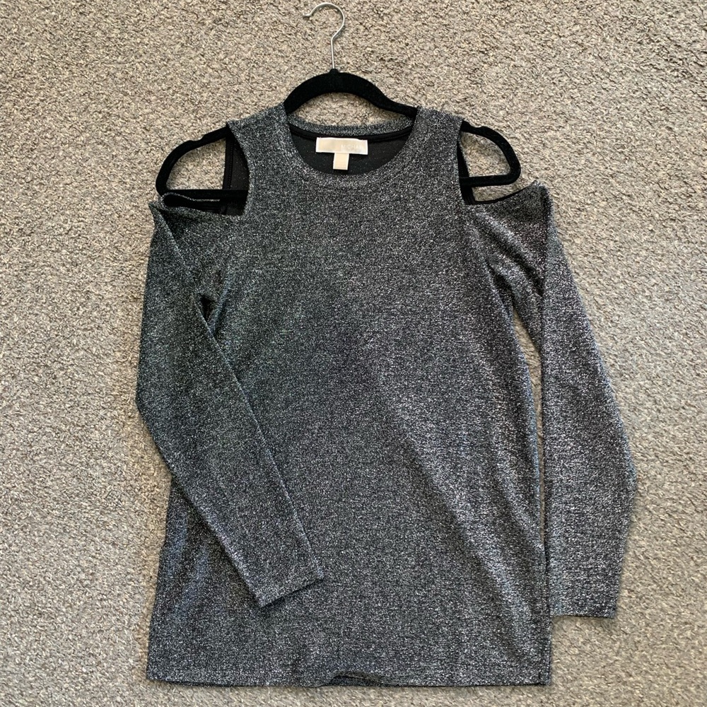 Michael Kors Black/Silver Cold Shoulder Top